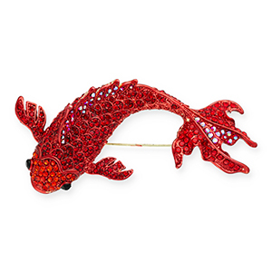 Broches llamativos carpa koi Rojo- rojo cubierta AB-negro