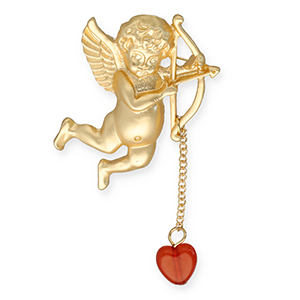 Broches llamativos cupido Dorado-rojo