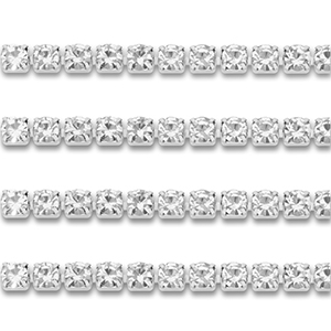 Cadena Strass Acero Inox 4mm Plateado-cristal