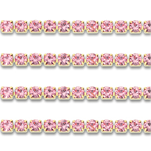 Cadena Strass Acero Inox 3mm Dorado-rosado
