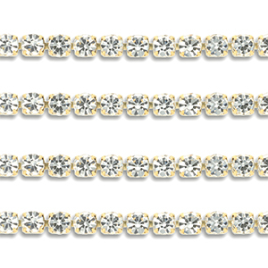 Cadena Strass Acero Inox 3mm Dorado-cristal