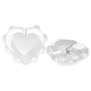Abalorios de vidrio coraz&oacute;n Transparente-blanco