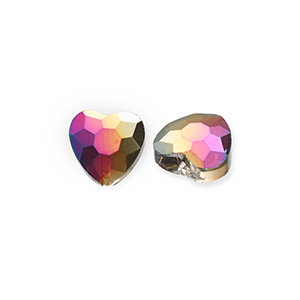 Abalorios faceteados Fashion coraz&oacute;n Plateado-cubierta AB