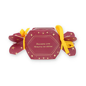 BY31&reg; Cajitas de joyer&iacute;a (regalo) caramelo "Because you deserve to shine" Vino tinto frutos rojos-dorado-amarillo