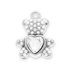 Colgantes Acero Inox oso con faceta Plateado-transparente-blanco