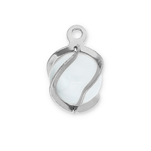 Colgantes Acero Inox redondos Ojo de gato Plateado-blanco lechoso