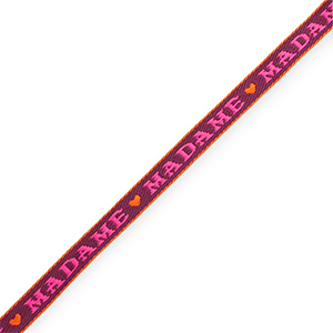 BY31&reg; Cinta con texto lineas "Madame" P&uacute;rpura-fucsia-naranja