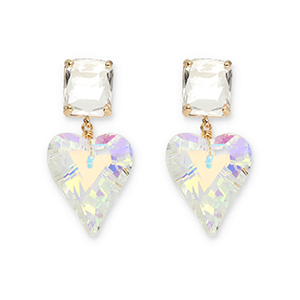 Pendientes de Cristal rect&aacute;ngulo-coraz&oacute;n Transparente-transparente cubierta AB