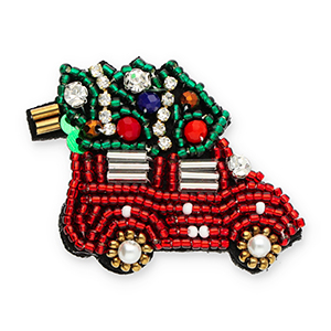 Broches auto con &aacute;rbol navide&ntilde;o Rojo-verde