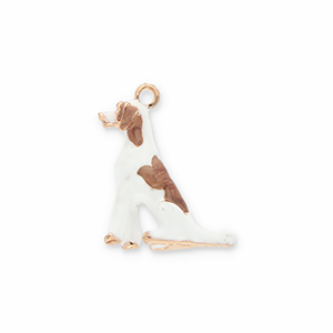 Colgantes met&aacute;licos perro Dorado-blanco-marr&oacute;n claro