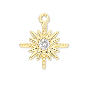 Metal TQ lat&oacute;n colgante estrella Dorado-transparente