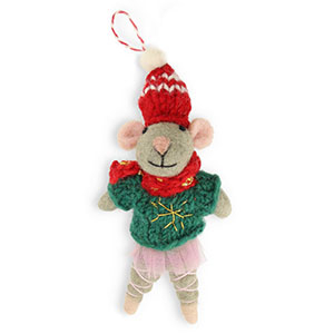 Colgantes trendy fieltro rat&oacute;n Gris-verde-rojo-rosa