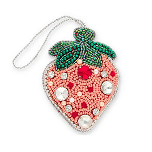 Colgantes trendy fresa Rosa-verde-plateado