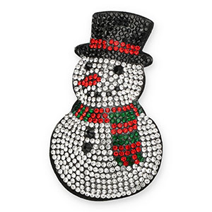 Colgantes llamativos con strass mu&ntilde;eco de nieve Cristal-negro-rojo-verde