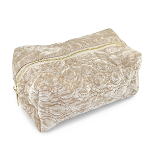 BY31&reg; Neceser terciopelo con detalles circulares cosidos Beige