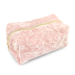 BY31&reg; Neceser terciopelo con detalles circulares cosidos Rosa claro