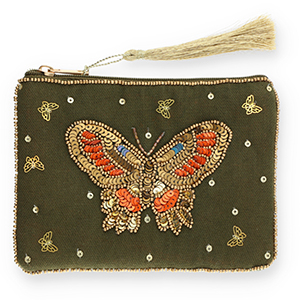 Neceser mariposa Verde oliva oscuro-dorado-naranja-azul
