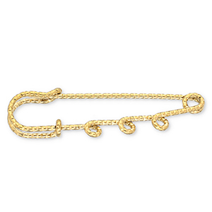 Fornituras acero Inox imperdible decorativo con 3 anillas Dorado