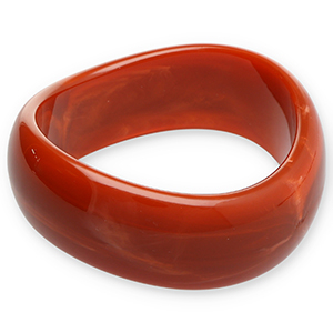 Pulseras bangle de resina Rojo &oacute;xido-blanco