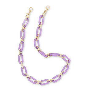 Correas de mu&ntilde;eca trendy para m&oacute;vil en acr&iacute;lico P&uacute;rpura lavanda-dorado