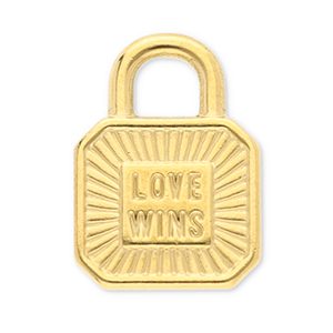 Colgantes Acero Inox candado "love wins" Dorado