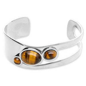 Pulseras Acero Inox bangle Plateado-marr&oacute;n dorado