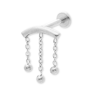 Piercing oreja Acero Inox arco con bolas Plateado