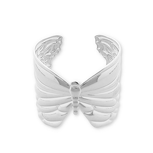 Pulseras Acero Inox bangle mariposa Plateado