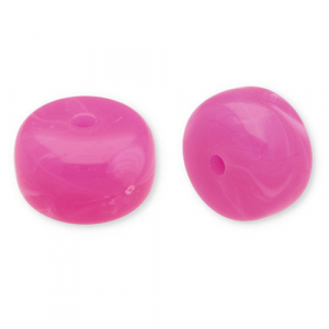 Abalorios acr&iacute;licos disco Rosa oscuro-blanco