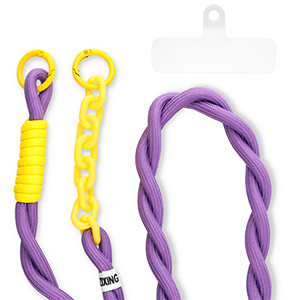 Cord&oacute;n para m&oacute;vil trendy incl. parche de sujeci&oacute;n P&uacute;rpura-amarillo