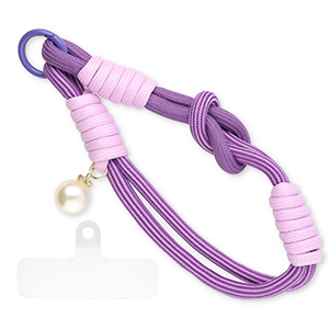 Cord&oacute;n para m&oacute;vil trendy con perla incl. parche de sujeci&oacute;n P&uacute;rpura-lila-blanco marfil