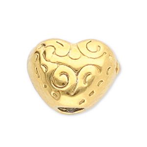 Abalorios acero inox coraz&oacute;n Dorado