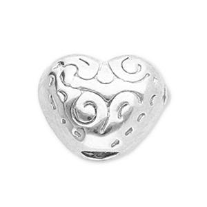Abalorios acero inox coraz&oacute;n Plateado