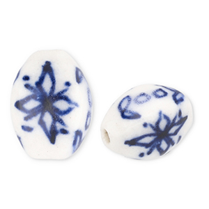 Abalorios de cer&aacute;mica Blancuzco-azul Delfts
