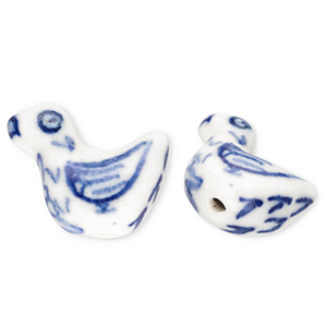 Abalorios de cer&aacute;mica pato Blancuzco-azul Delfts