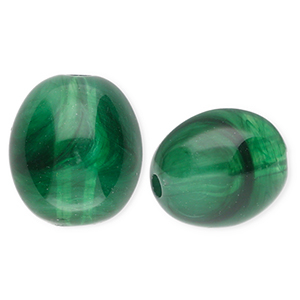 Abalorios acr&iacute;lico &oacute;valo Verde oscuro-m&aacute;rmol