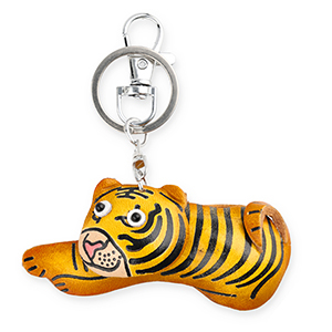 Llavero de cuero tigre Naranja-amarillo-negro-blanco