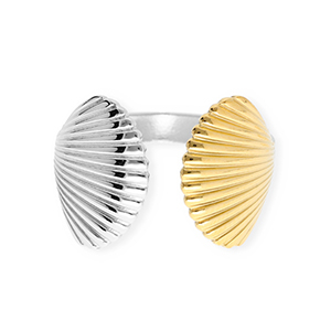 Anillos Acero Inox concha Plateado-dorado