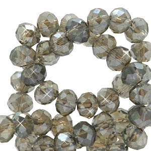Abalorios faceteados disco 4x3mm Rosa greige-revestimiento pearl shine