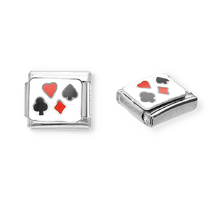 Acero Inox link-eslab&oacute;n para pulsera italiana con dijes Acero Inox carta Plateado-blanco-rojo-negro