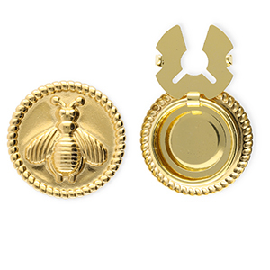 Cubrebotones Acero Inox redondos con abeja Dorado