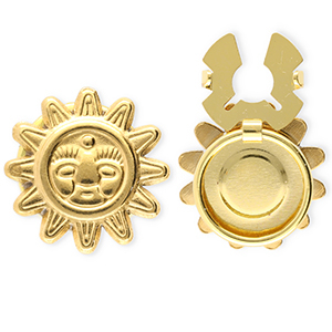 Cubrebotones Acero Inox sol con rostro Dorado