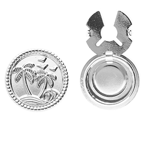 Cubrebotones Acero Inox redondos con palmera Plateado