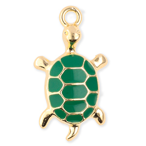 Colgantes met&aacute;licos tortuga Dorado-verde