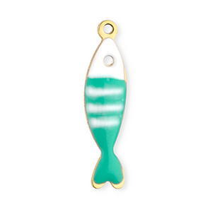 Colgantes Acero Inox pez Dorado-turquesa menta-blanco