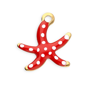 Colgantes Acero Inox estrella de mar Dorado-rojo-blanco