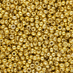 Rocalla cristal 8/0 (3mm) Dorado amarillo met&aacute;lico brillante