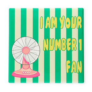 BY31&reg; Azulejo decorativo con frase "I am your number 1 fan" Verde-rosa-blanco-amarillo