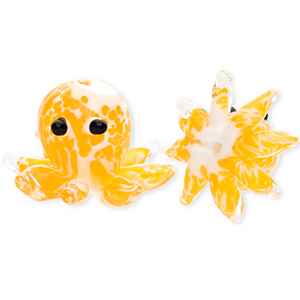 Abalorios de vidrio a mano pulpo Naranja claro-blanco