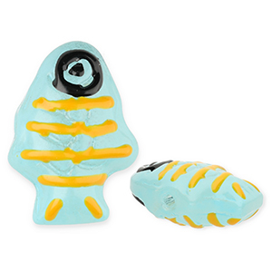 Abalorios de vidrio a mano pez Azul claro-amarillo-negro